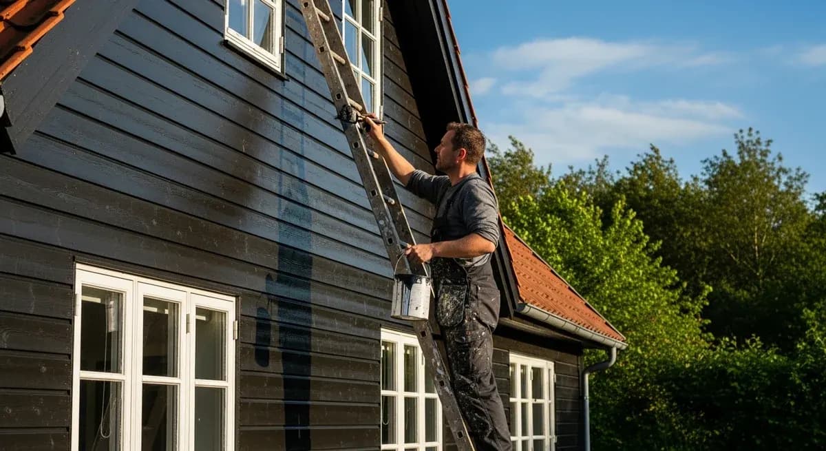 Professionel maler udfører facademaling i Gentofte — certificeret malerfirma