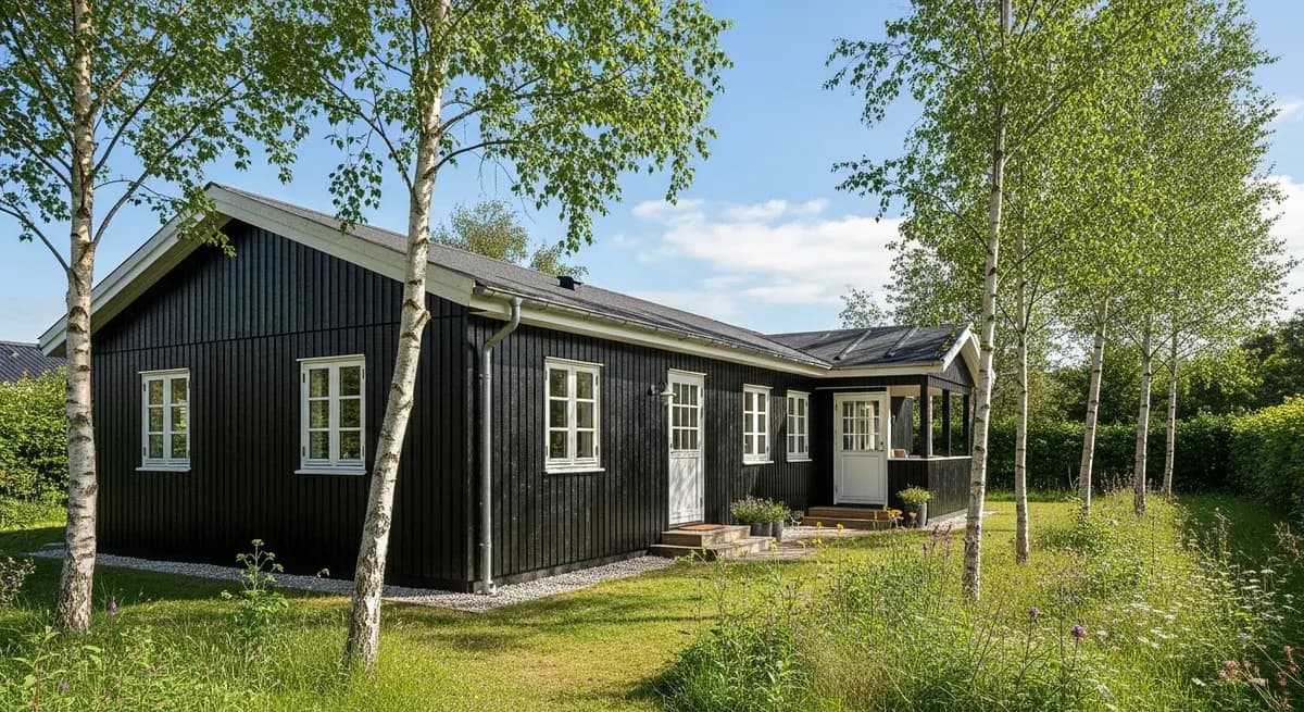 Færdigt malerresultat — Maling af sommerhus i Skovby