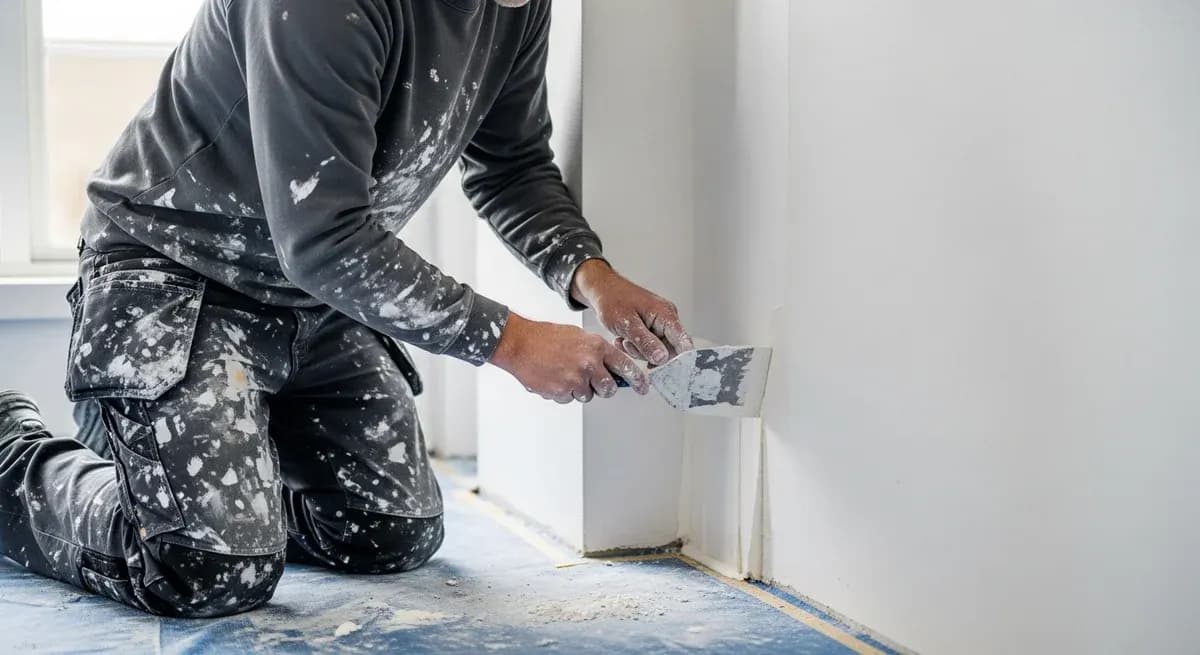 Professionel maler udfører spartling i Bælum — certificeret malerfirma