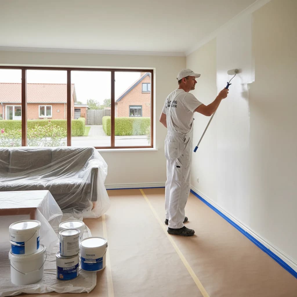 Professionel maler udfører maling af lejlighed i Silkeborg — certificeret malerfirma