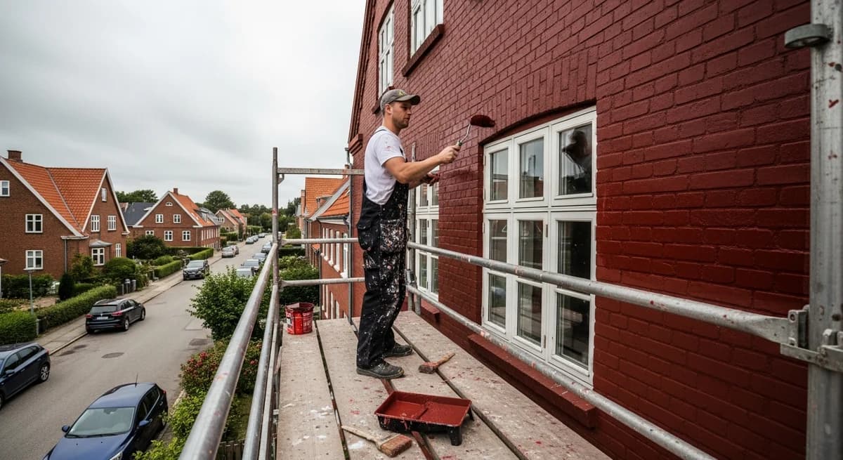 Professionel maler udfører udvendig maling i Aalborg — certificeret malerfirma