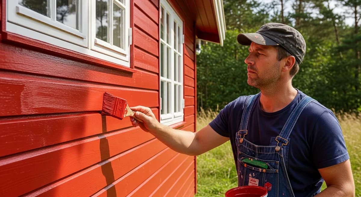 Professionel maler udfører maling af sommerhus i Sønderby Gårde — certificeret malerfirma