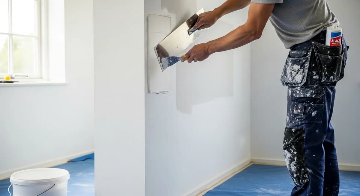 Professionel maler udfører spartling i Aabenraa — certificeret malerfirma