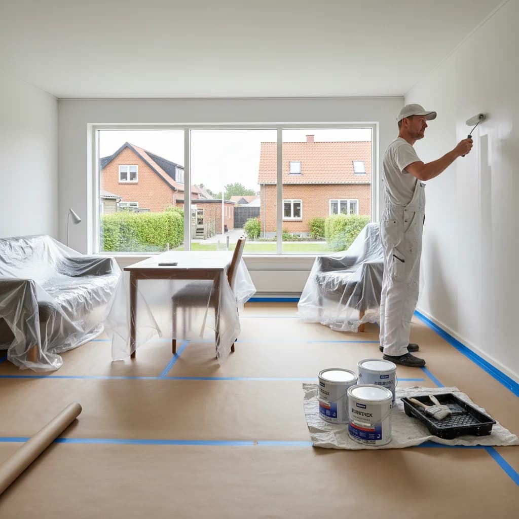 Professionel maler udfører indvendig maling i Gladsaxe — certificeret malerfirma