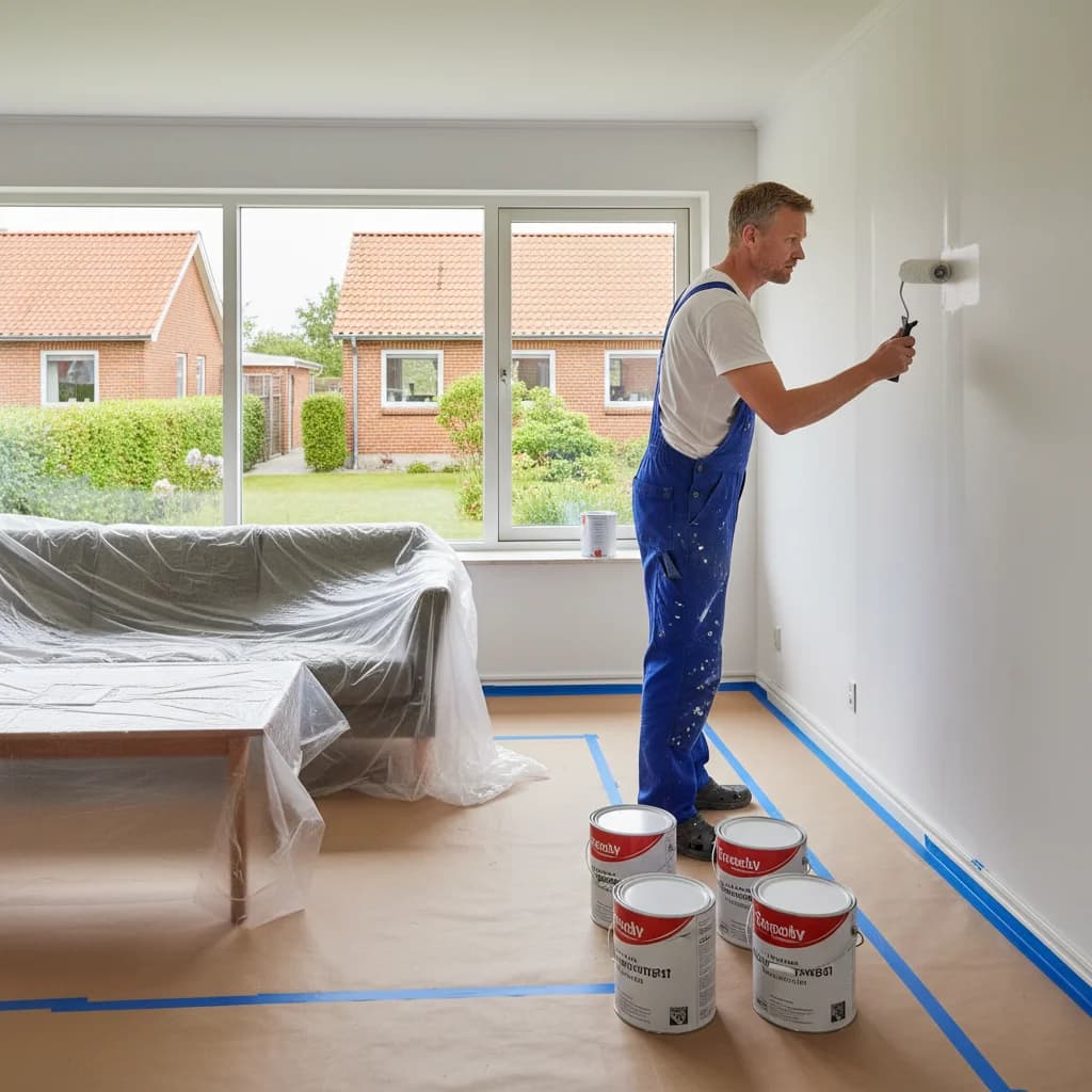 Professionel maler udfører indvendig maling i Holstebro — certificeret malerfirma