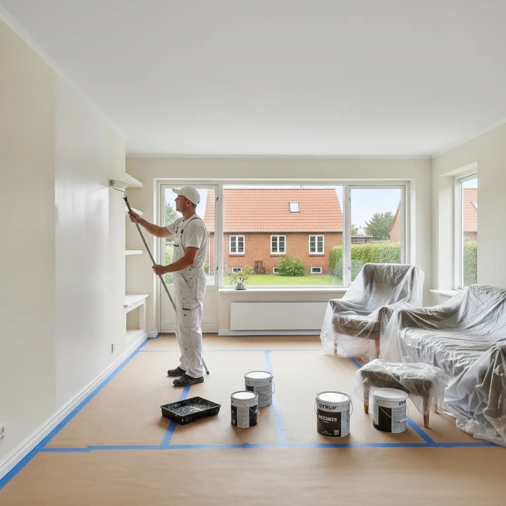 Professionel maler udfører traevaerk og vinduer i Holbæk — certificeret malerfirma