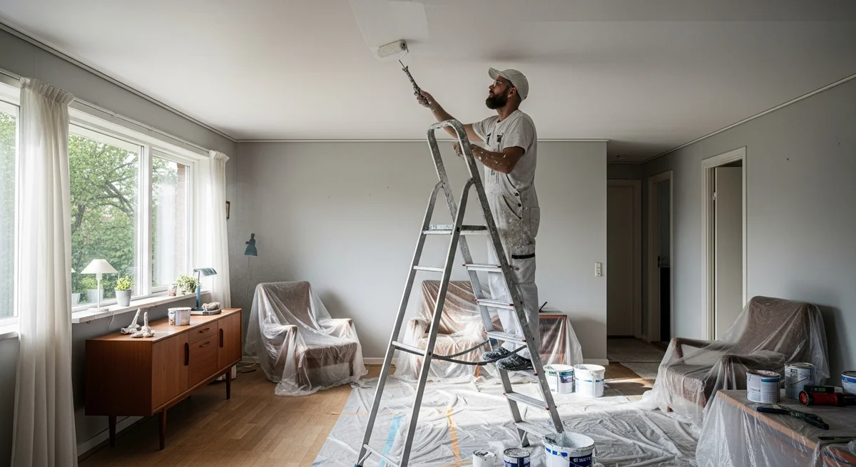 Professionel maler udfører traevark og vinduer i Græsted — certificeret malerfirma