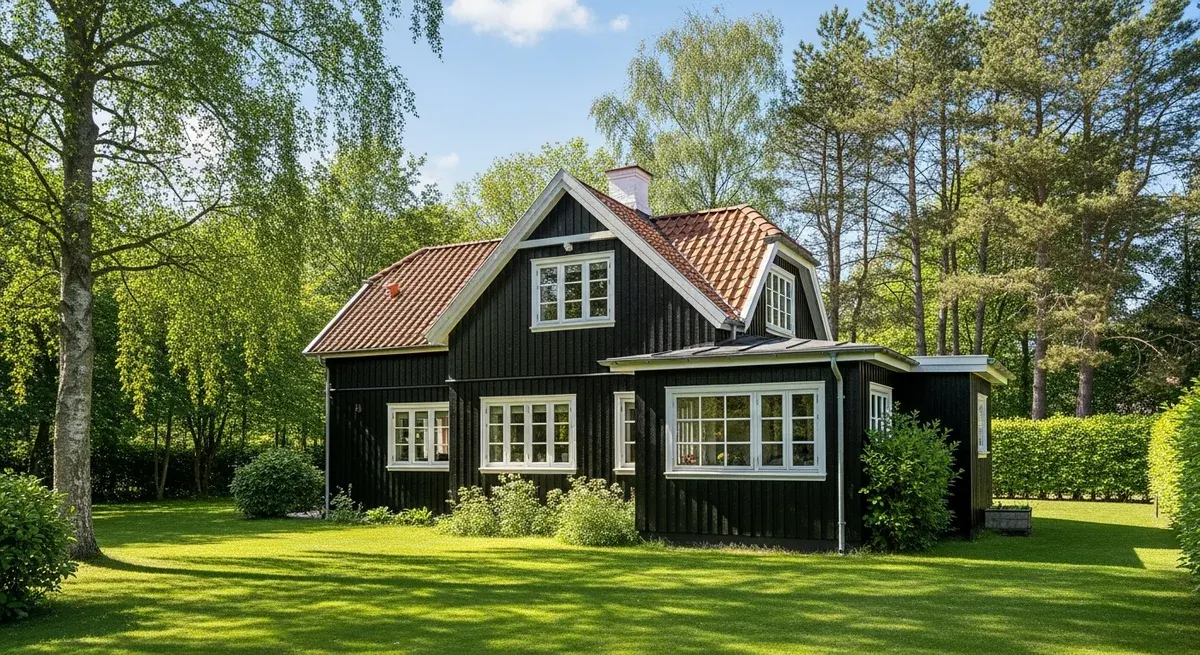 Færdigt malerresultat — Maling af sommerhus i Damlavet