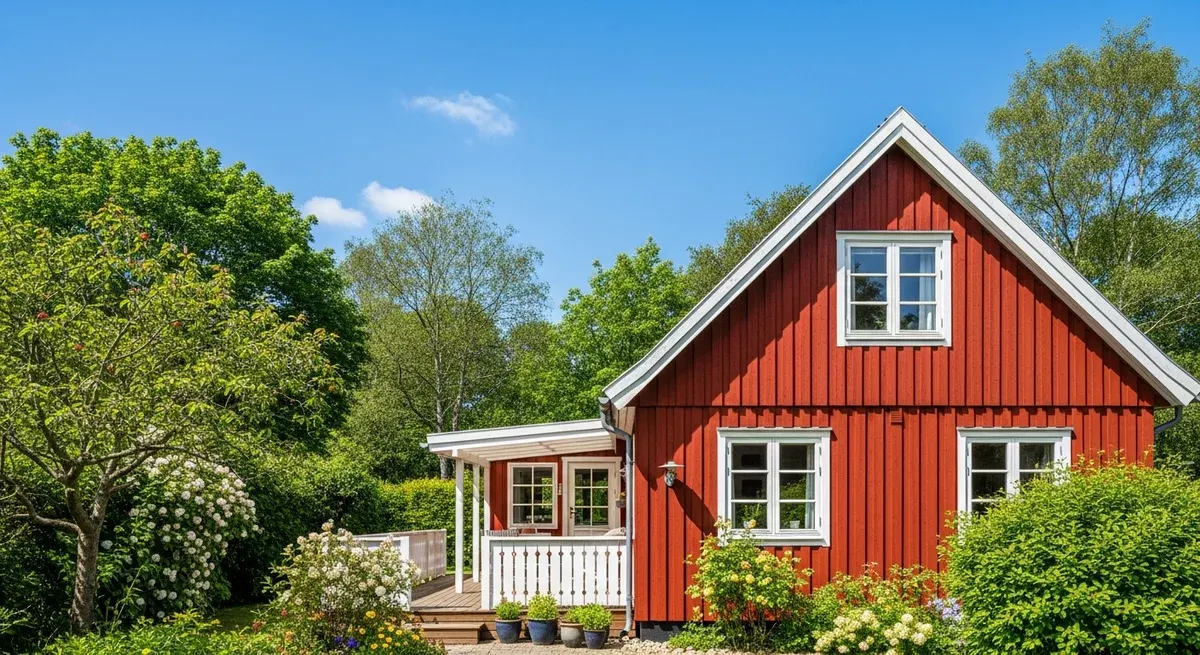 Færdigt malerresultat — Maling af sommerhus i Bennebo Huse
