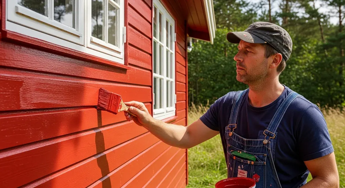 Professionel maler udfører udvendig maling i Barløse — certificeret malerfirma