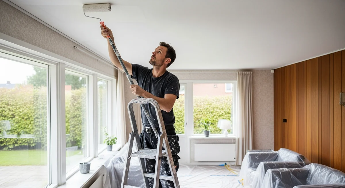 Professionel maler udfører loftsmaling i Farum — certificeret malerfirma