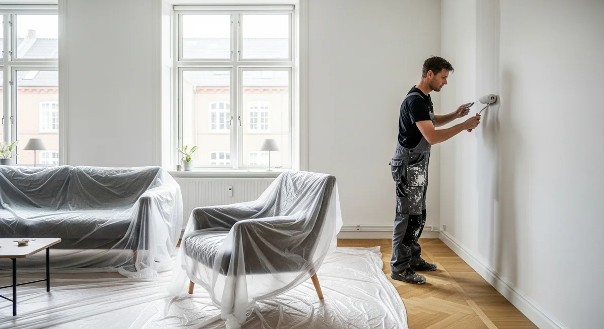 Professionel maler udfører maling af lejlighed i Årslev — certificeret malerfirma