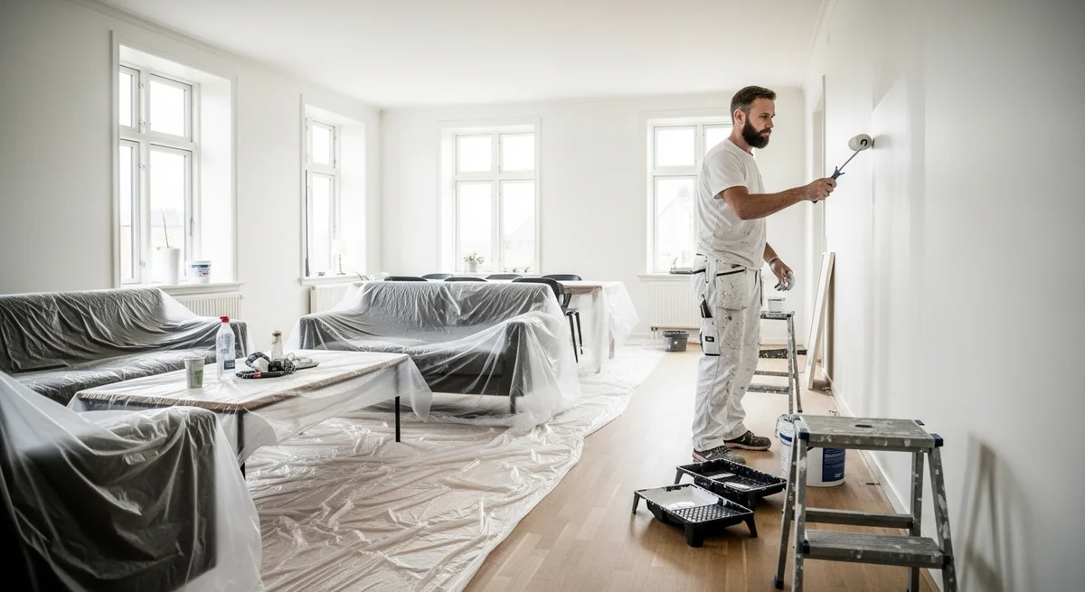Professionel maler udfører maling af lejlighed i Aulum — certificeret malerfirma