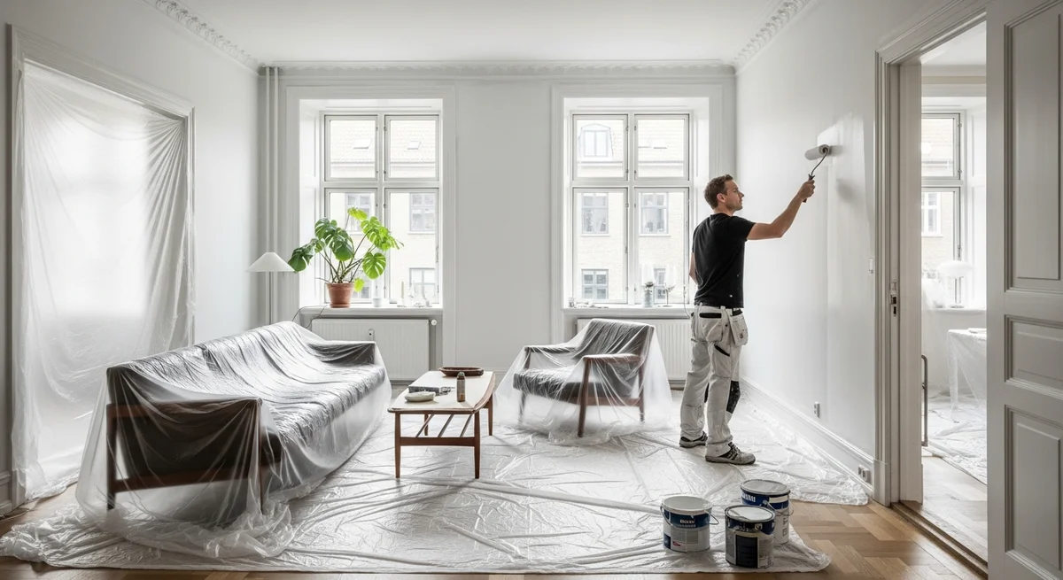 Professionel maler udfører maling af lejlighed i Borup — certificeret malerfirma