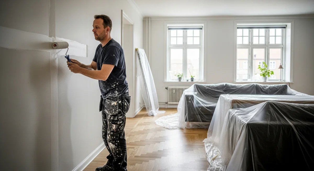 Professionel maler udfører maling af lejlighed i Brørup — certificeret malerfirma