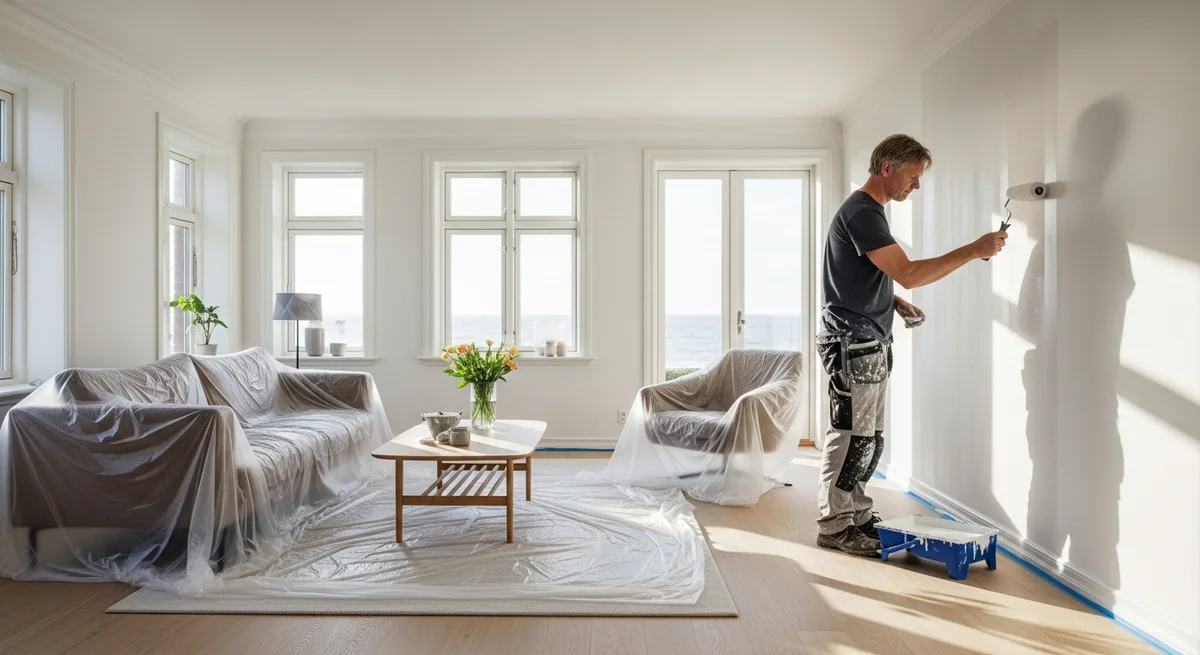 Professionel maler udfører maling af lejlighed i Fjerritslev — certificeret malerfirma