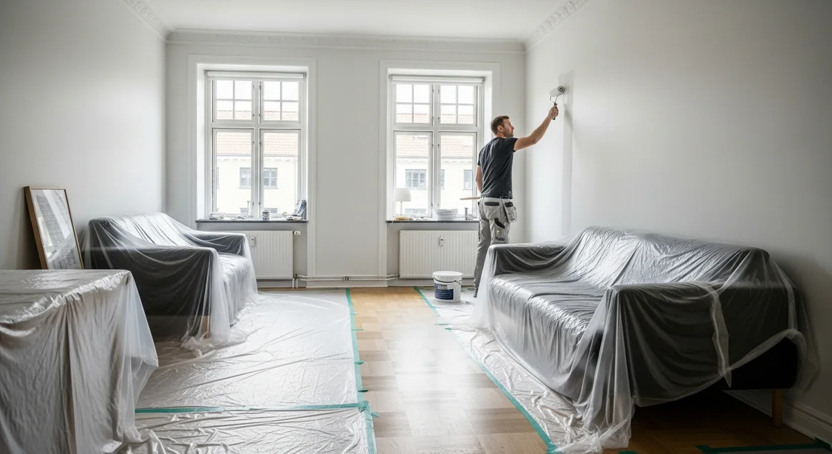 Professionel maler udfører maling af lejlighed i Hadsund — certificeret malerfirma