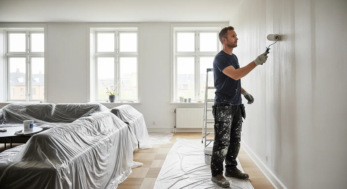Professionel maler udfører maling af lejlighed i Høng — certificeret malerfirma