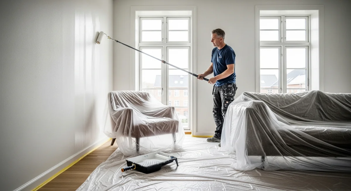 Professionel maler udfører maling af lejlighed i Jelling — certificeret malerfirma