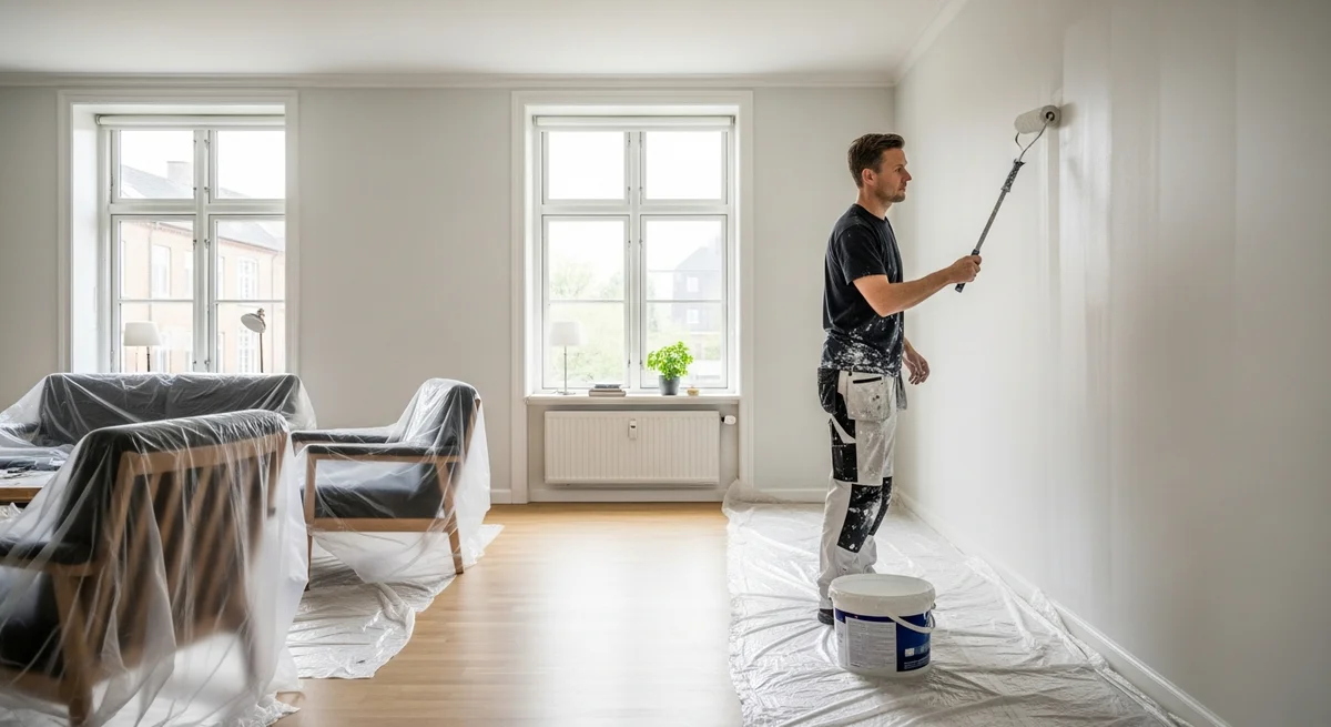 Professionel maler udfører maling af lejlighed i Ølgod — certificeret malerfirma