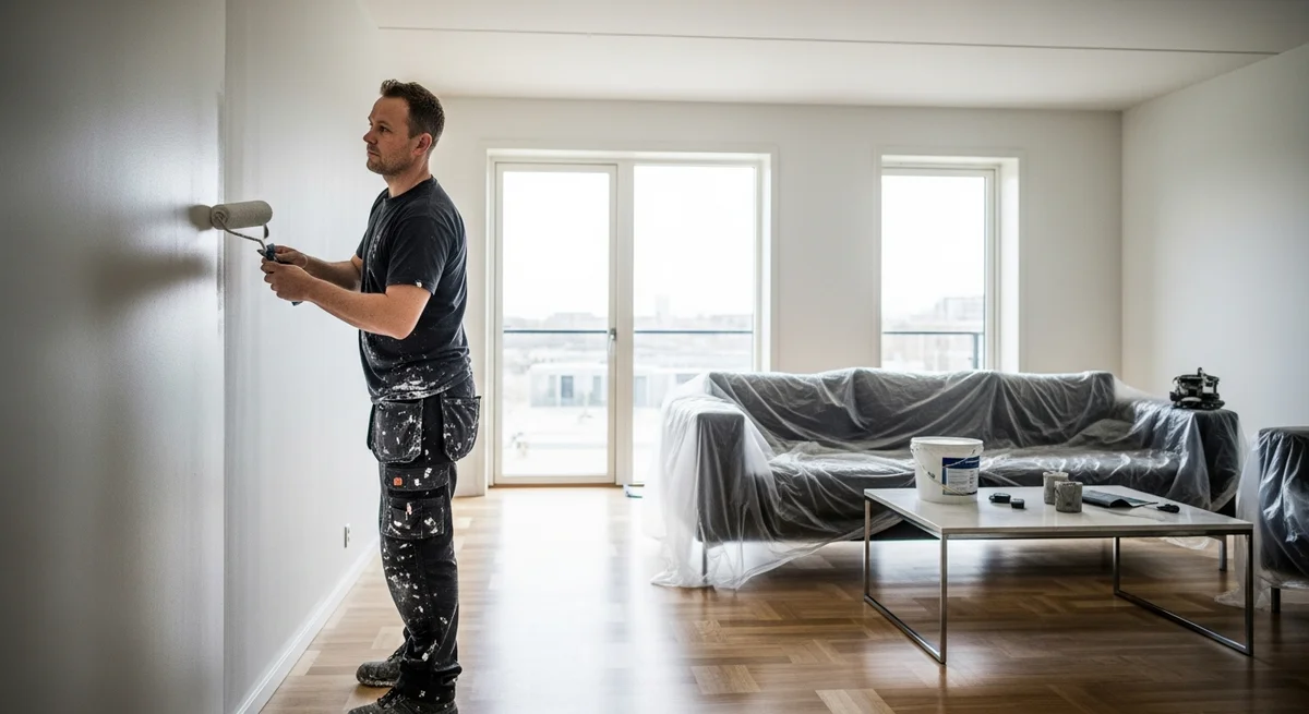 Professionel maler udfører maling af lejlighed i Præstø — certificeret malerfirma