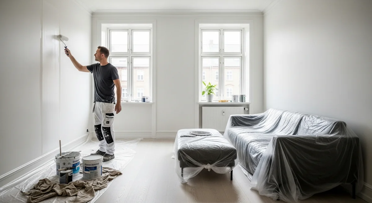 Professionel maler udfører maling af lejlighed i Rønde — certificeret malerfirma