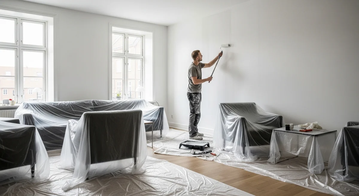 Professionel maler udfører maling af lejlighed i Rudkøbing — certificeret malerfirma