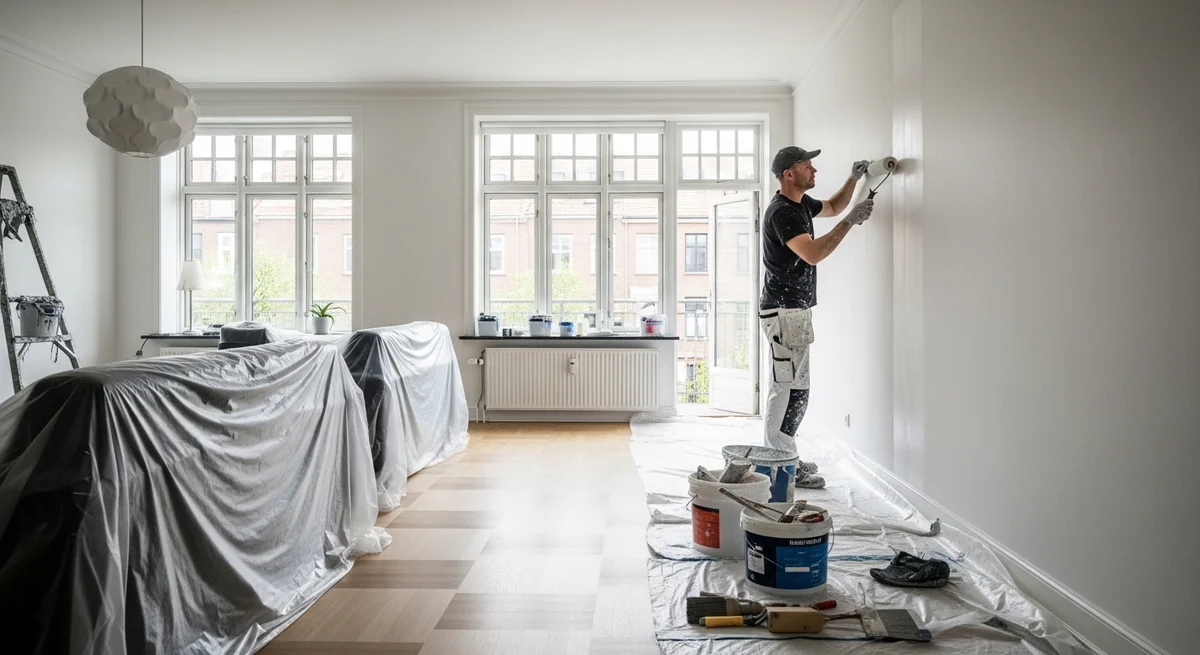 Professionel maler udfører maling af lejlighed i Søndersø — certificeret malerfirma