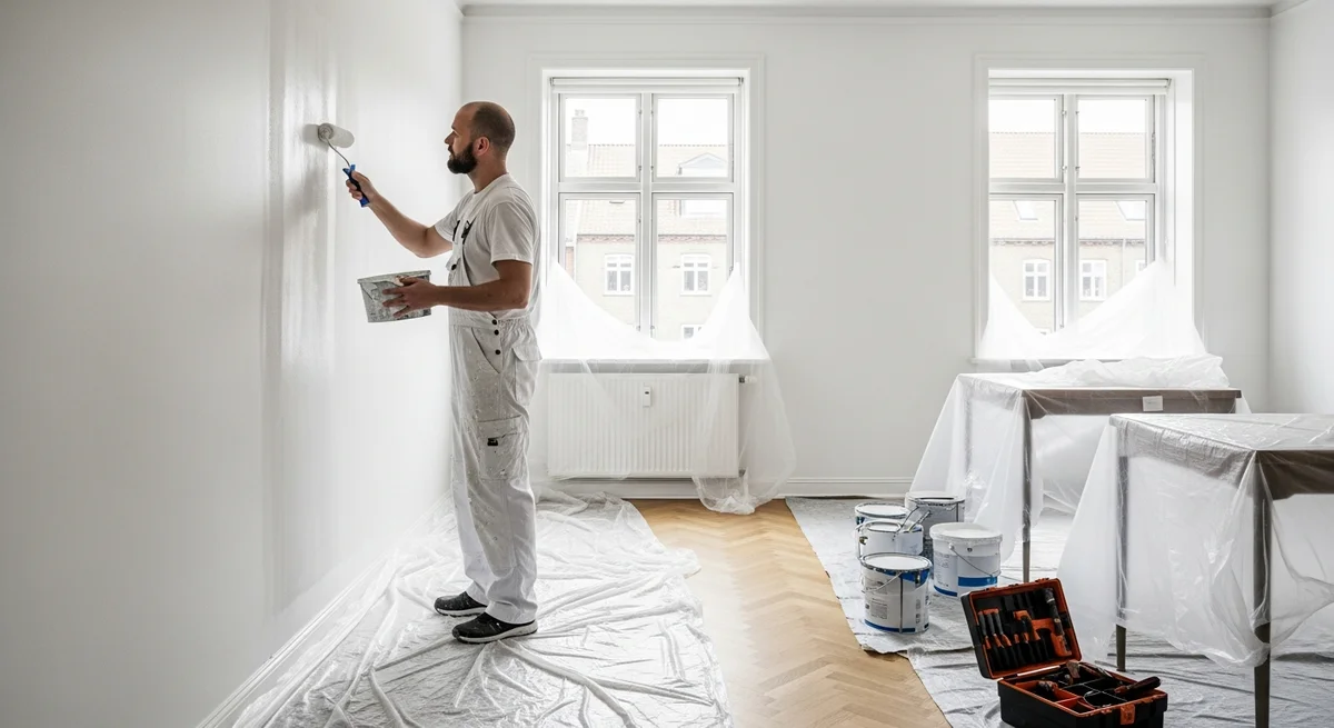 Professionel maler udfører maling af lejlighed i Solbjerg — certificeret malerfirma