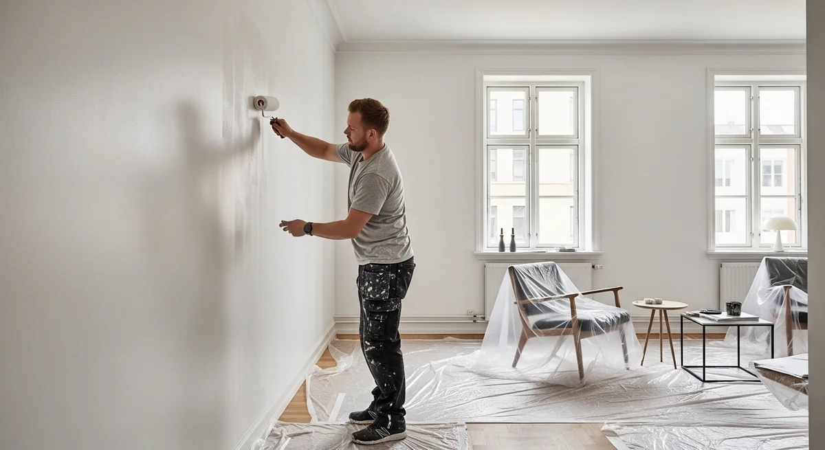 Professionel maler udfører maling af lejlighed i Stege — certificeret malerfirma