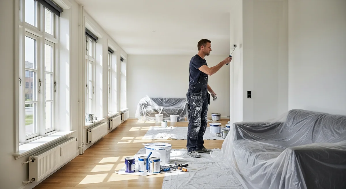 Professionel maler udfører maling af lejlighed i Svogerslev — certificeret malerfirma