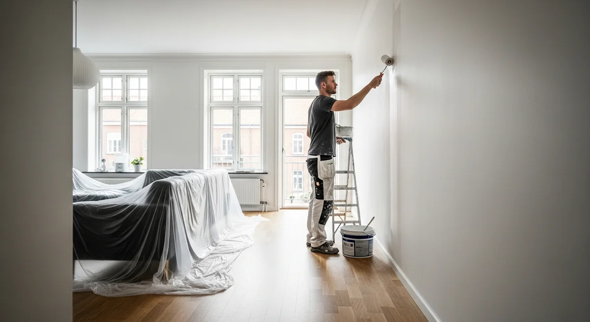 Professionel maler udfører maling af lejlighed i Taulov — certificeret malerfirma