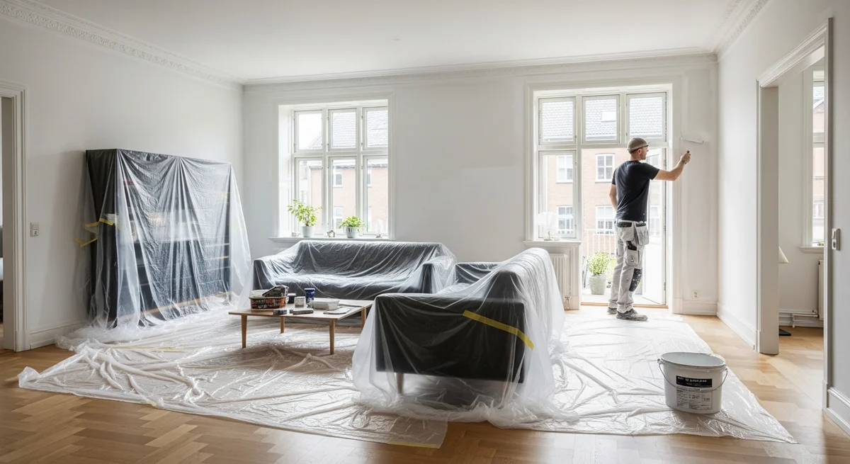 Professionel maler udfører maling af lejlighed i Tølløse — certificeret malerfirma