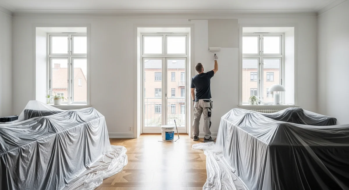 Professionel maler udfører maling af lejlighed i Vamdrup — certificeret malerfirma