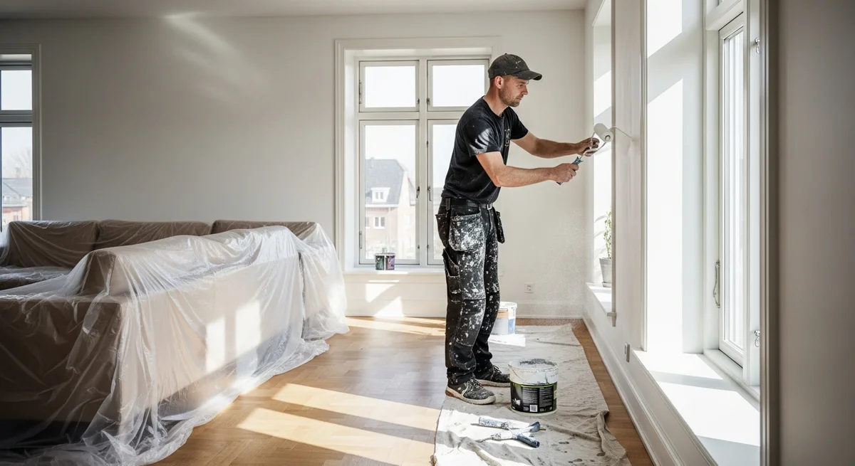Professionel maler udfører maling af lejlighed i Videbæk — certificeret malerfirma