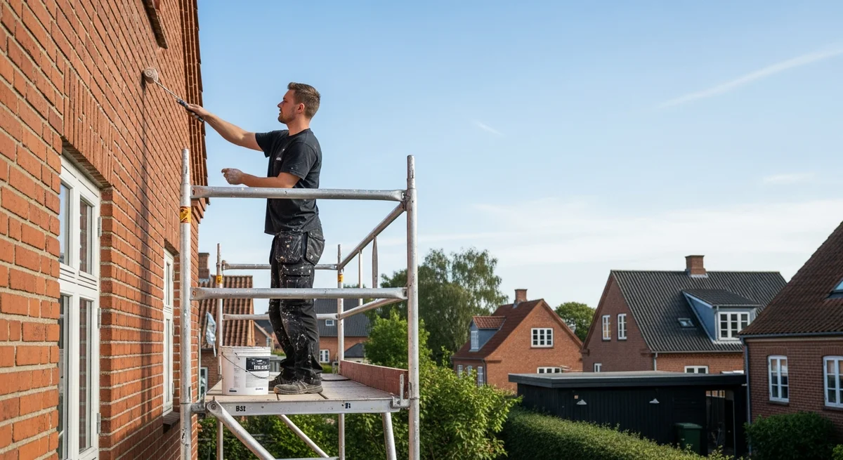 Professionel maler udfører udvendig maling i Haderslev — certificeret malerfirma