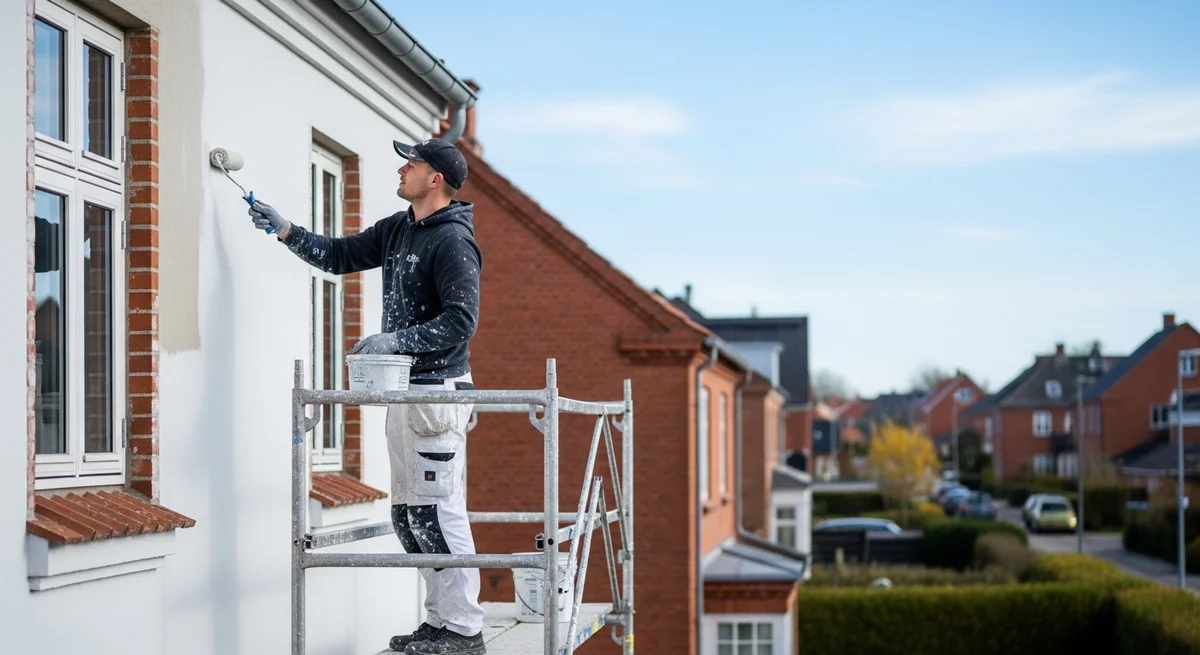 Professionel maler udfører udvendig maling i Jyderup — certificeret malerfirma